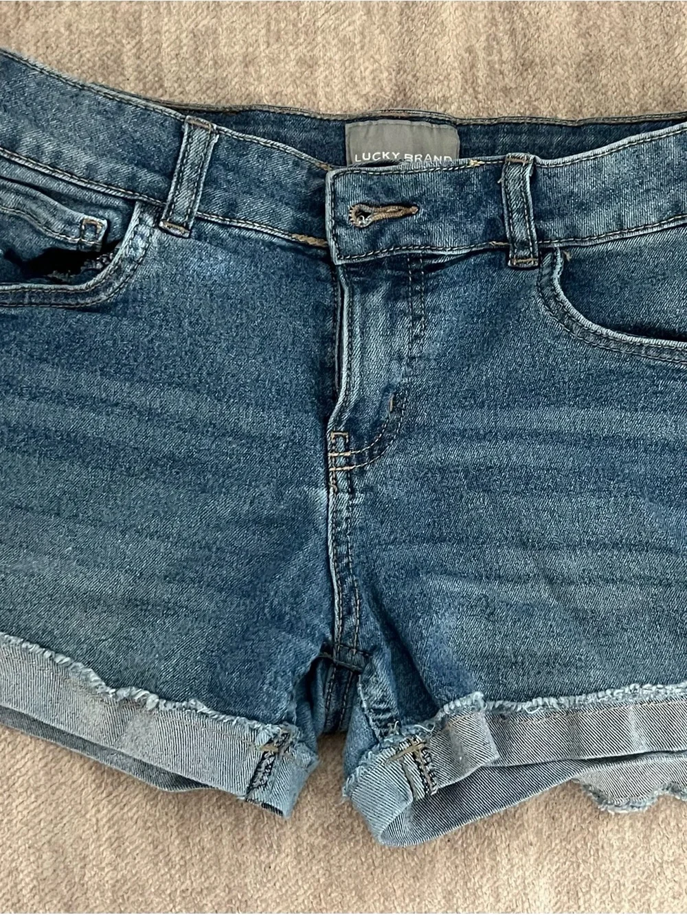 Lucky Brand Blue Denim Frayed Hem Cutoff Shorts